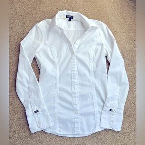 Express women’s fitted dress shirt, white, XS